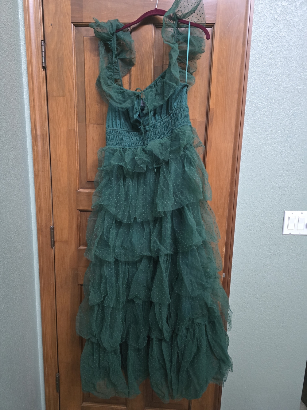 Emerald Tiered Tulle Maxi Dress - Picture 3 of 4